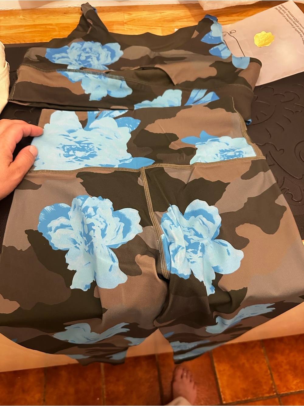 aerie Camouflage Print Leggings in Brown and Blue